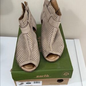 Earth Tan Ankle Booties with Perforated Leather